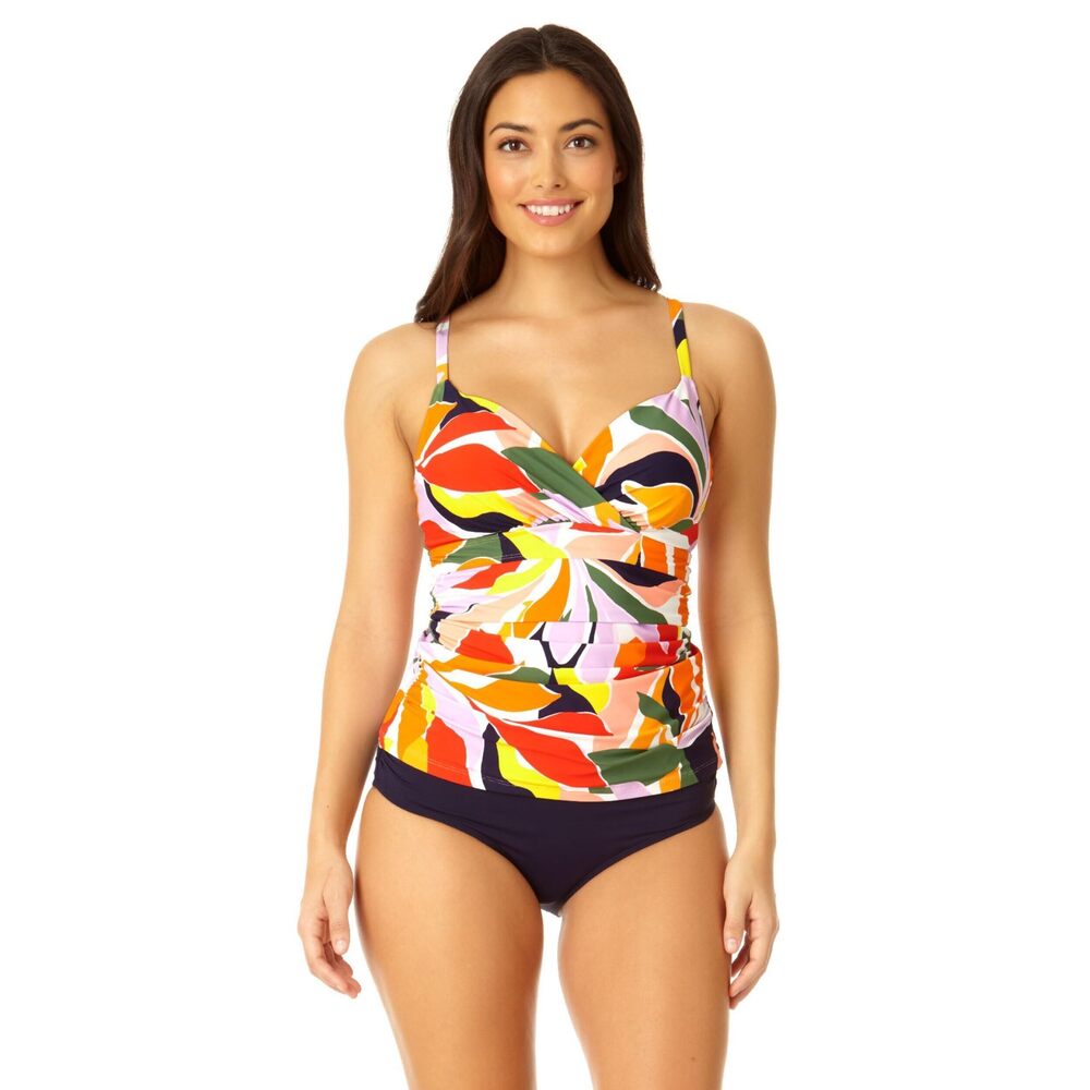 Anne Cole Women's Multicolor Underwire Surplice Tankini 34B/32C NWT
